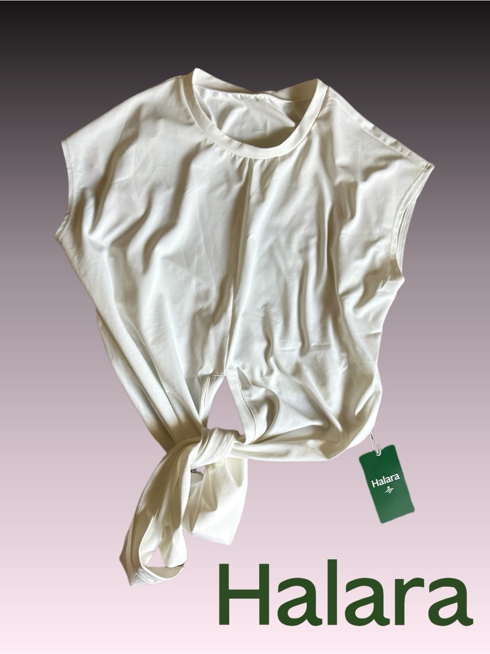 Nwt Halara Women's white Tie-Front Sleeveless Top M